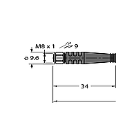 Turck PKGV3M-2-TEL Actuator & Sensor Cable-0