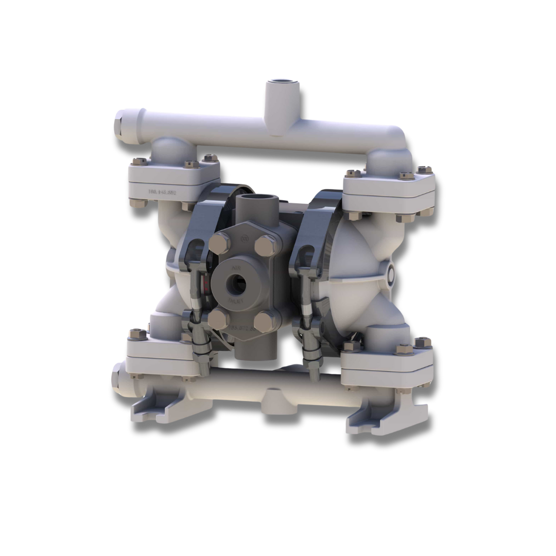 PB ¼ inch (6 mm) non-metallic AODD pump with ball valve, suitable for standard-duty fluid transfer in industrial applications, ensuring durability and efficiency.