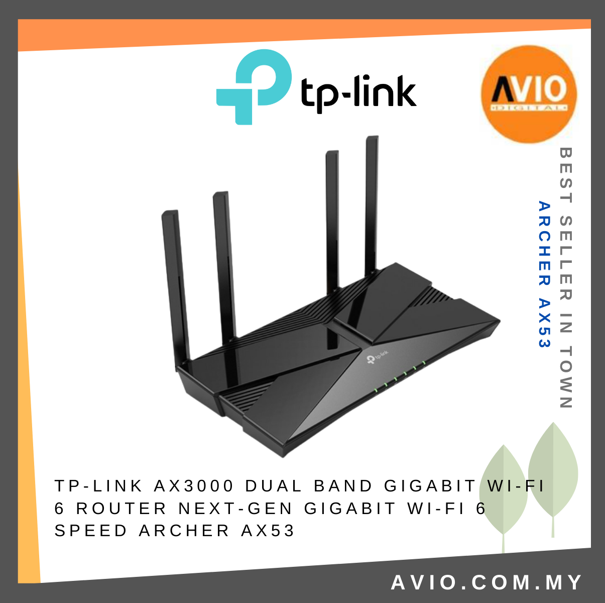 TP-LINK Tplink AX3000 Dual Band 2976Mbps Gigabit 6 Speed Wifi Wi-Fi 6  Router Next-Gen Gigabit RJ45 LAN Port Archer AX53 Network Johor Bahru (JB),  Kempas, Johor Jaya Supplier, Suppliers, Supply, Supplies