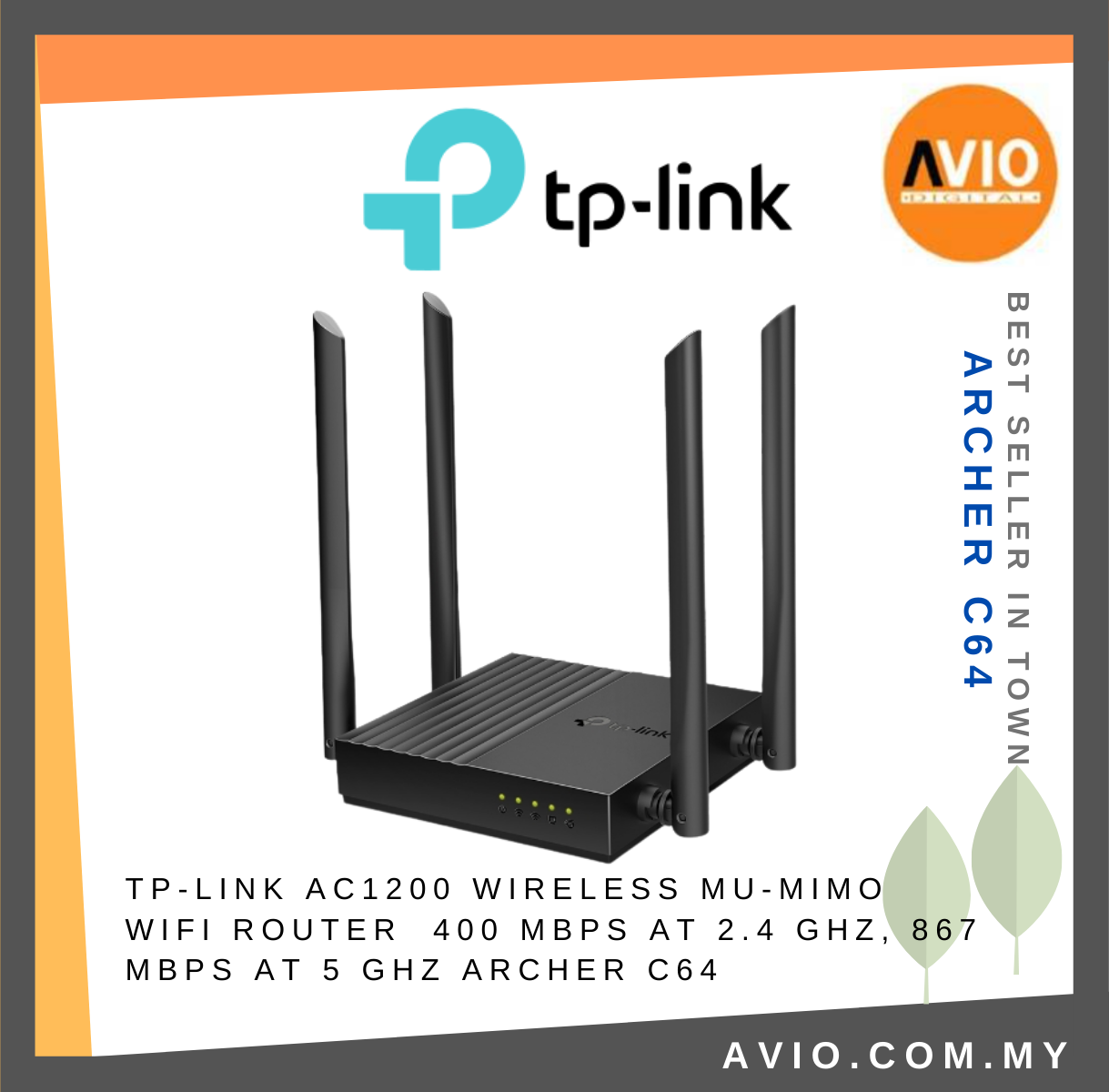 TP-LINK Tplink AC1200 Wireless MU MIMO Wifi Router 4× Antennas 5× Gigabit  Port Dual Band 2.4GHz 5GHz AP Mode Archer C64 Network Johor Bahru (JB),  Kempas, Johor Jaya Supplier, Suppliers, Supply, Supplies