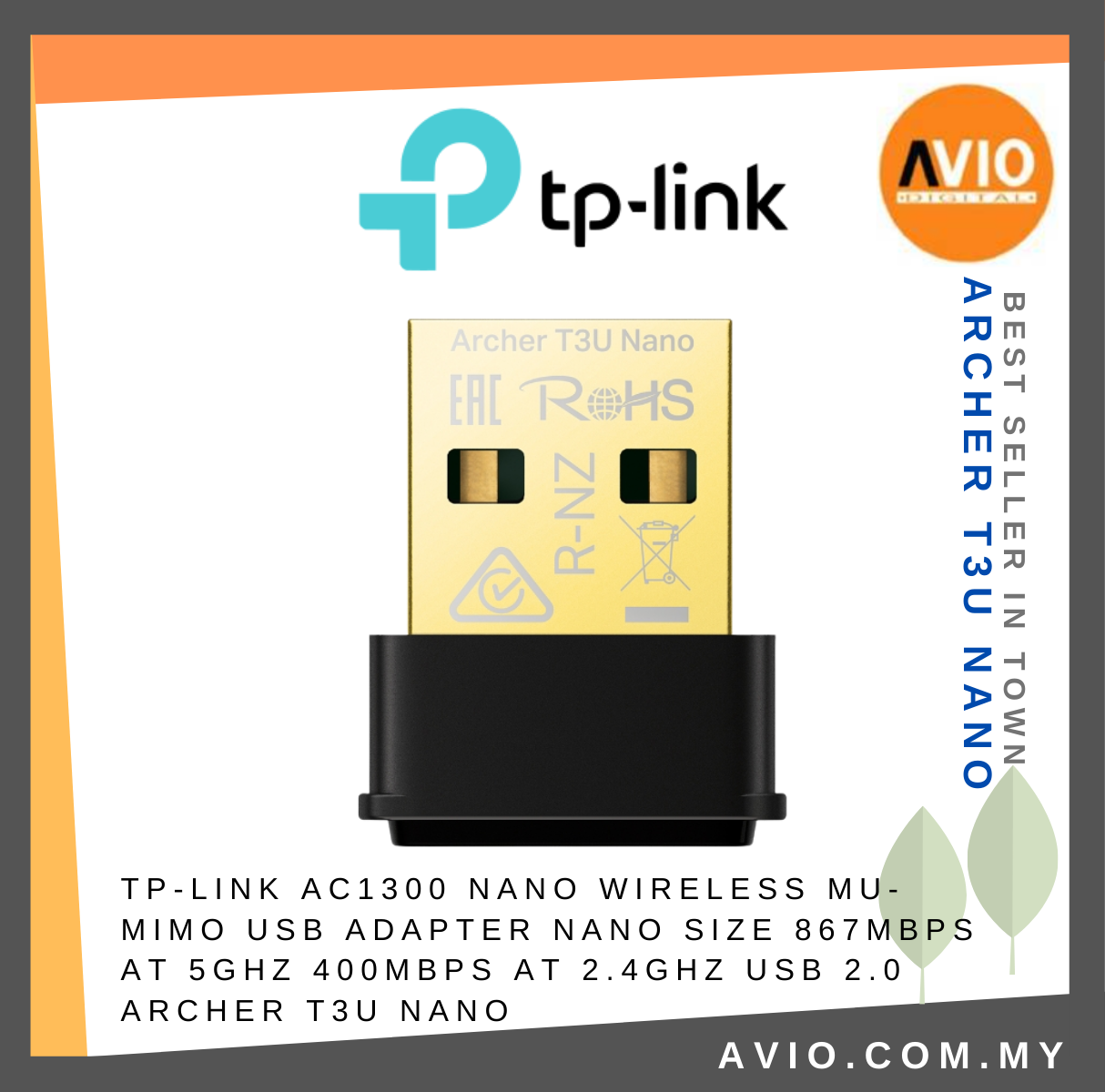 TP-LINK Tplink AC1300 Archer T3U Nano Wireless MU MIMO USB Wifi Adapter  1300Mbps Dual Band 2.4GHz 5GHz Archer T3U Nano Network Johor Bahru (JB),  Kempas, Johor Jaya Supplier, Suppliers, Supply, Supplies