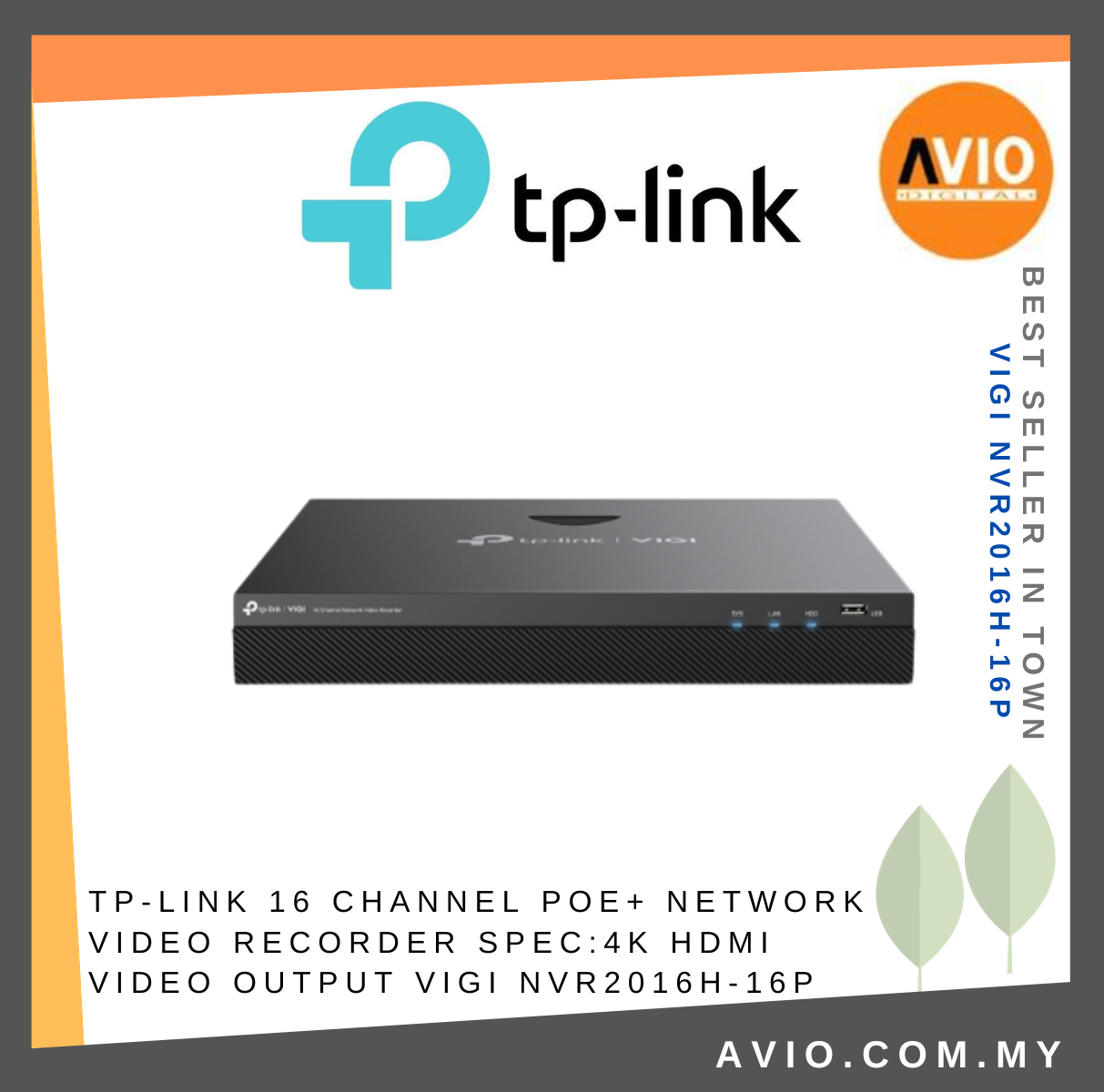 TP-LINK 16 Channel PoE+ Network Video Recorder Spec:4K HDMI