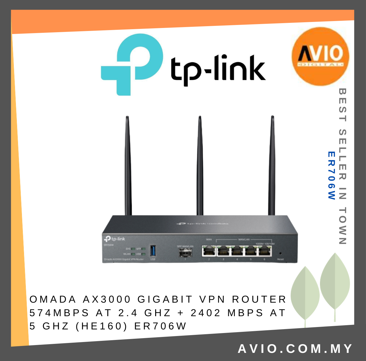 TP-LINK Omada AX3000 Gigabit VPN Router 1× Gigabit SFP WAN/LAN Port ER706W  Network Johor Bahru (JB), Kempas, Johor Jaya Supplier, Suppliers, Supply,  Supplies | Avio Digital