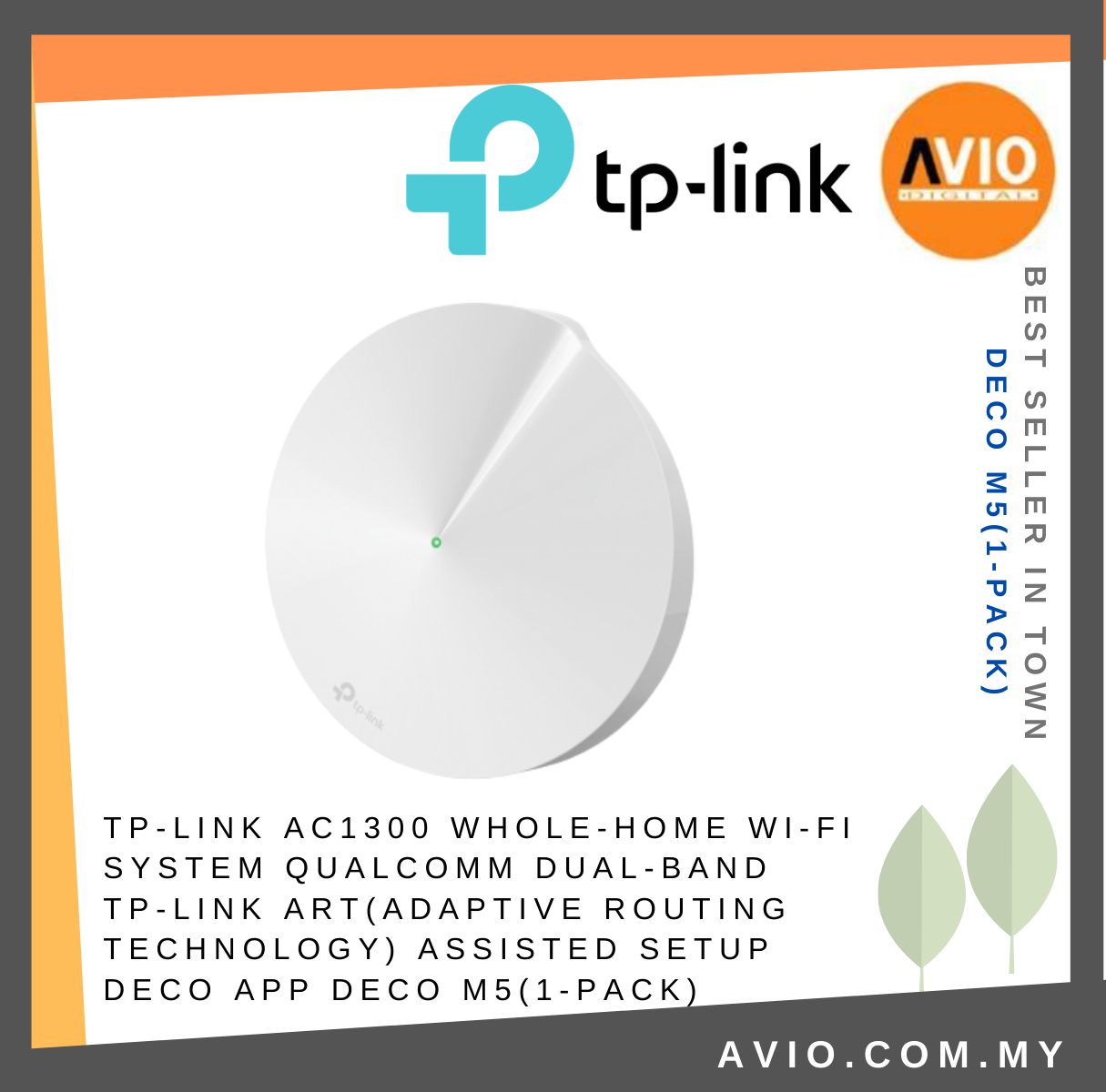 TP-LINK Tplink AC1300 Whole Home Mesh Wifi Wi-Fi System Dual Band Cover  2000 Square Feet 1267Mbps Speed Deco M5(1-pack) MESH WIFI TP-LINK Johor  Bahru (JB), Kempas, Johor Jaya Supplier, Suppliers, Supply, Supplies