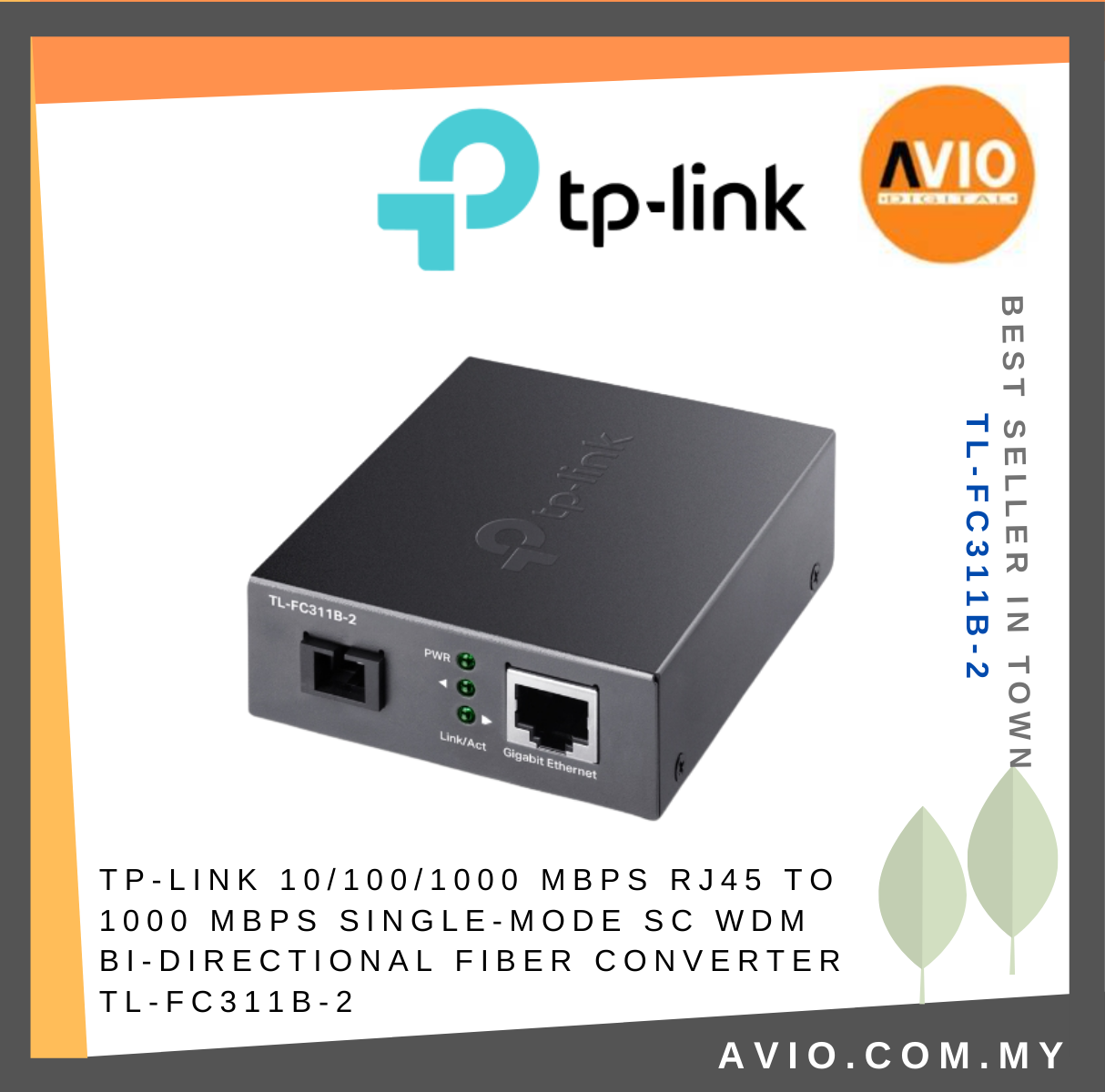 TP-LINK Tplink Gigabit WDM Single Mode Fiber Media Converter 10/100 .