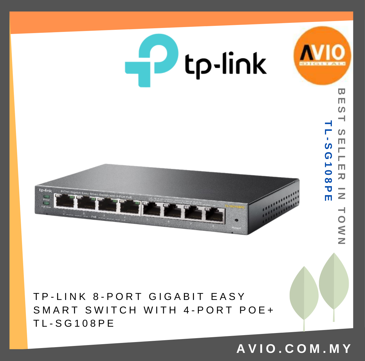 TP-Link TL-SG108PE - 8-Port Gigabit Easy Smart Switch with 4-Port PoE -  TL-SG108PE - Ethernet Switches 