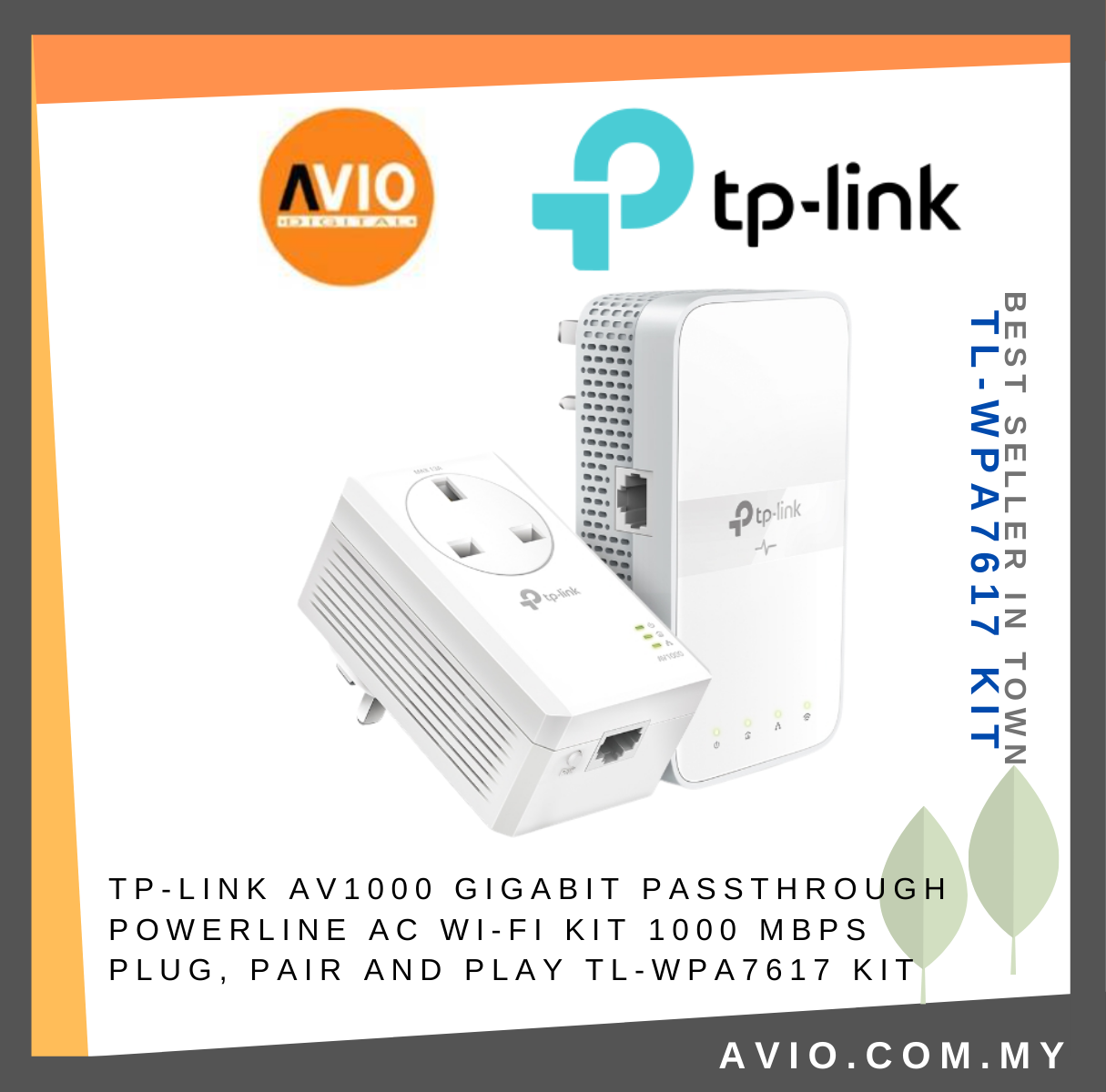 TP-LINK Tplink AV1000 Gigabit Passthrough Powerline AC Wifi Kit