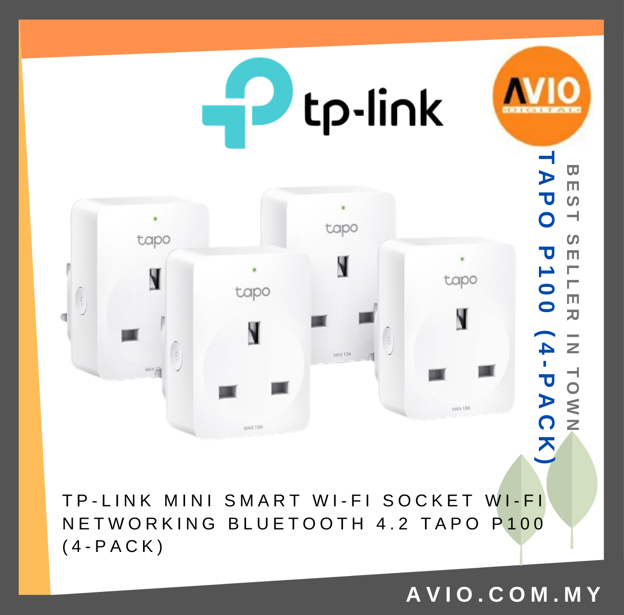 Tapo P100 (4-pack), Mini Smart Wi-Fi Socket