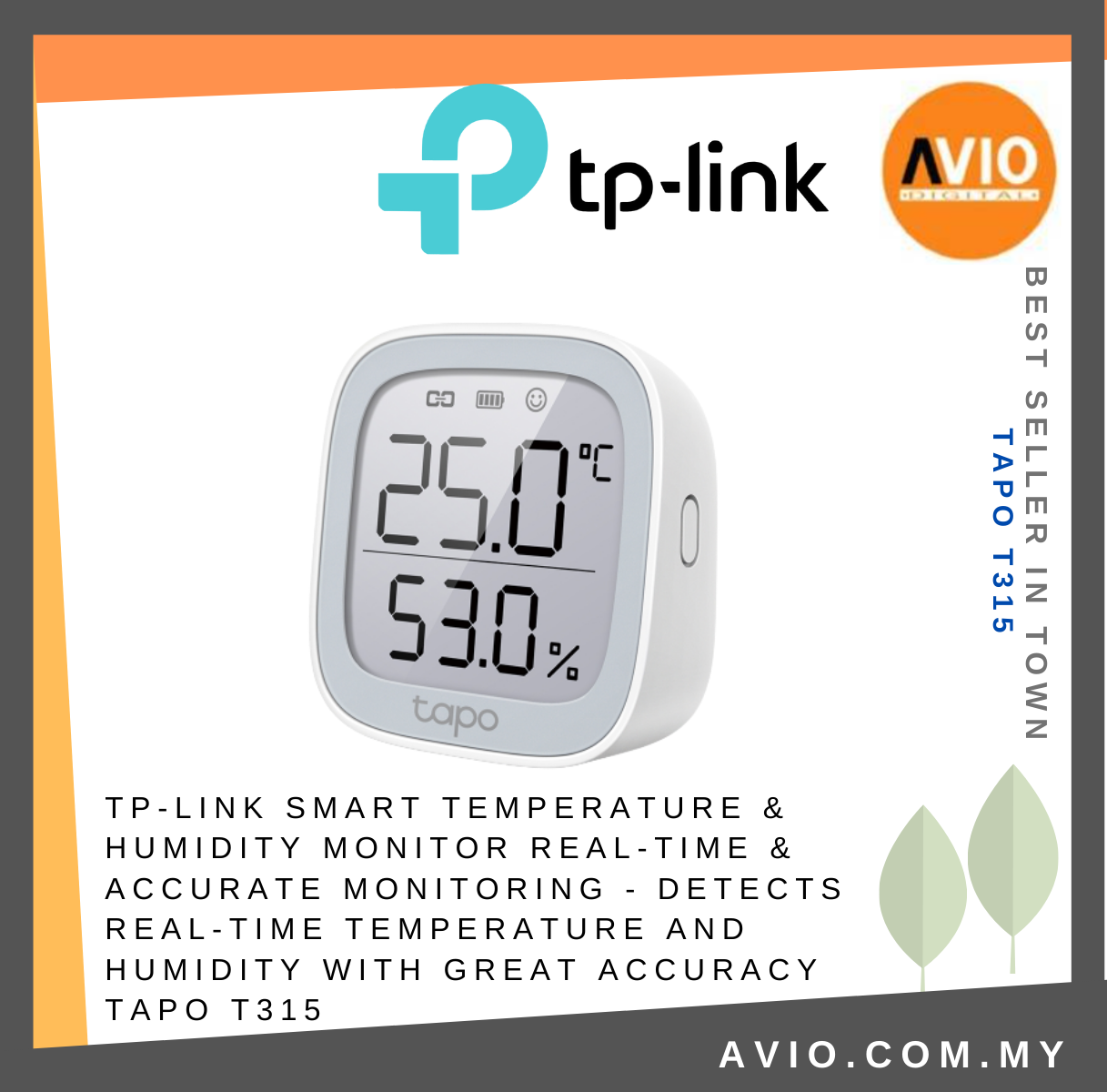 Tapo Smart Temperature & Humidity Monitor, Free Data Storage, Real