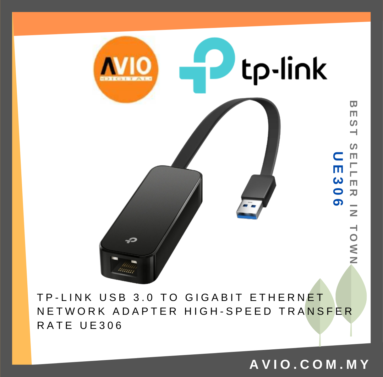 TP-LINK Tplink UE306 USB - LAN USB 3.0 To Gigabit 1000Mbps Speed 1x  Ethernet LAN Port Network Adapter Black UE306 USB CONVERTER TP-LINK Johor  Bahru (JB), Kempas, Johor Jaya Supplier, Suppliers, Supply,