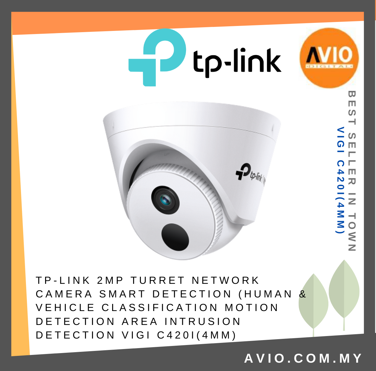 TP-LINK Tplink 2MP 2 Megapixel Indoor Turret Dome IP Network CCTV Security  Camera 30m IR POE White VIGI C420I (4mm) VIGI TP-LINK Johor Bahru (JB),  Kempas, Johor Jaya Supplier, Suppliers, Supply, Supplies