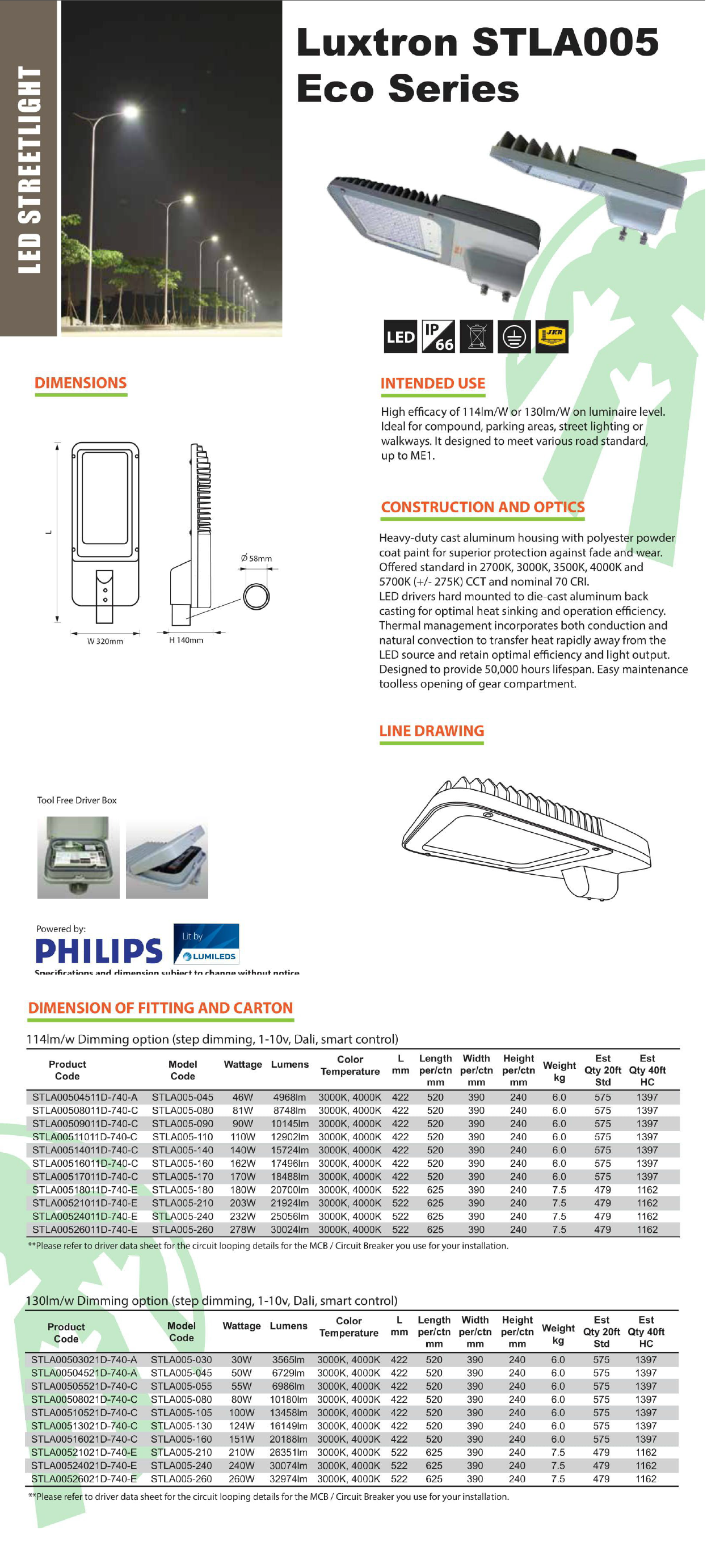 JKR EMAL & SIRIM SPECIFICATION LUXTRON LED STREET LANTERN STLA005 ECO