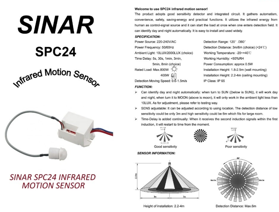 Sinar Spc24 220 240v Infrared Motion Sensor Kuala Lumpur Kl Selangor Malaysia Supplier 6436