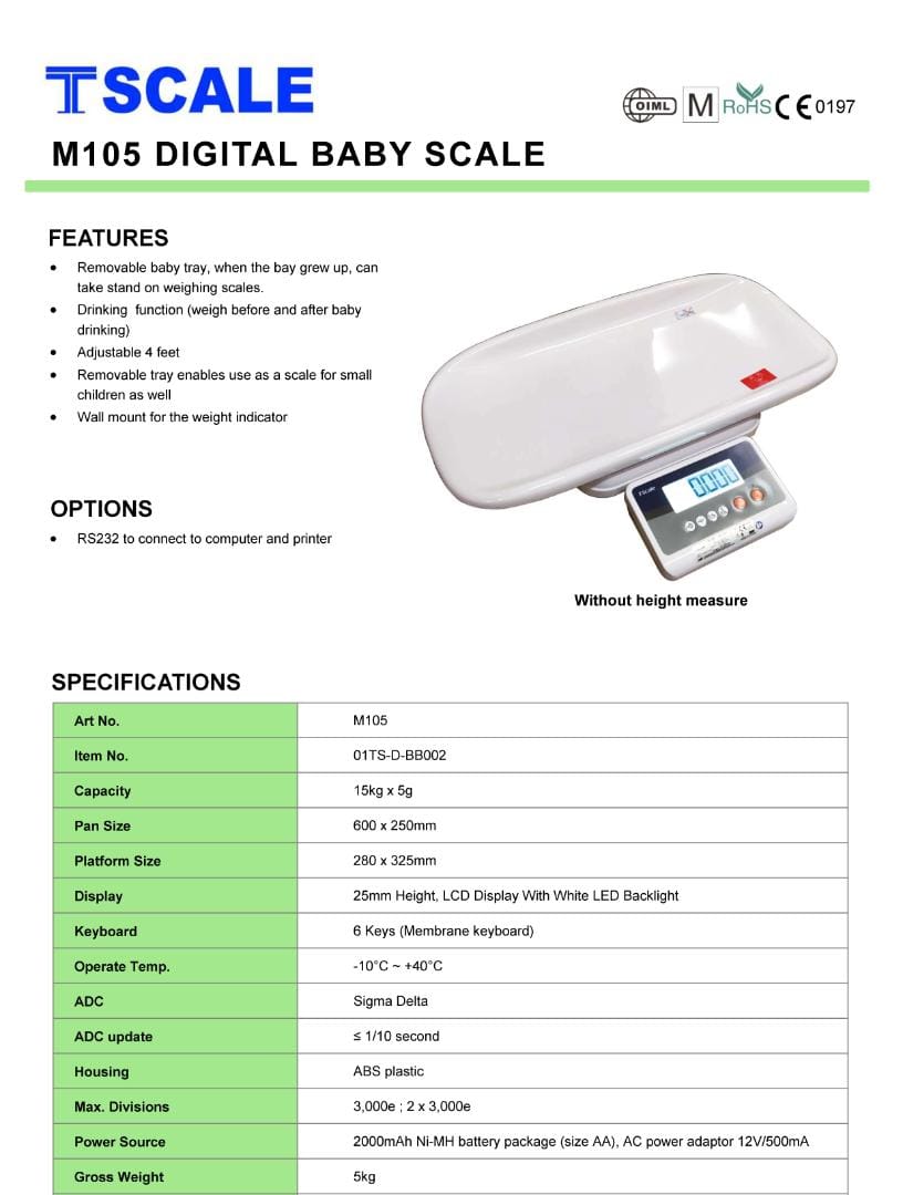 T-Scale M105 Baby Scale 44 x 0.002 lb