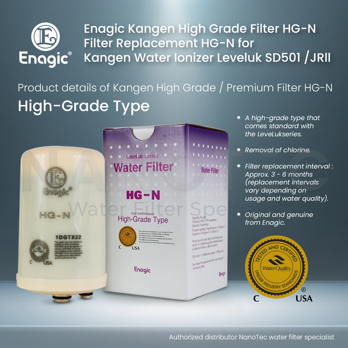 Enagic Kangen High Grade Filter HG-N Filter Replacement HG-N for Kangen  Water Ionizer Leveluk SD501 Enagic Kangen Water Ionizer / Kangen Water  Filter Selangor, Malaysia, Kuala Lumpur (KL), Puchong Supplier, Suppliers,  Supply,