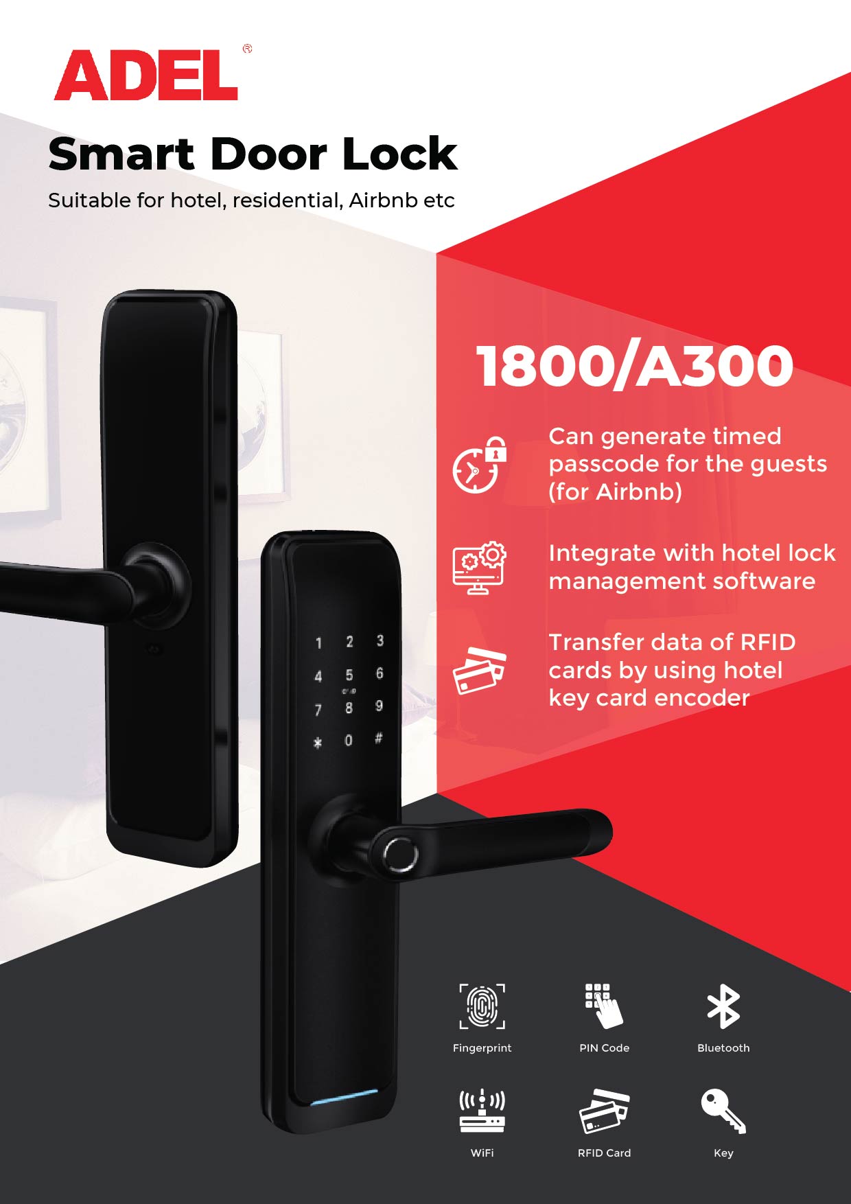 Best New Airbnb Smart Lock in Malaysia - Adel A300 - Feb 19, 2021,  Selangor, Penang, Malaysia, Kuala Lumpur (KL) Supplier, Manufacturer,  Supply, Supplies | ADEL Marketing (M) Sdn Bhd