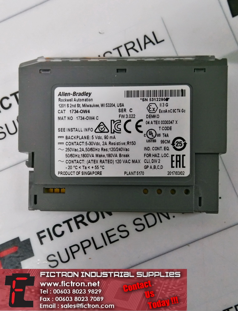 1734-OW4 1734OW4 ALLEN BRADLEY PLC IO Module Supply Repair Malaysia Singapore Indonesia USA Portugal Russia