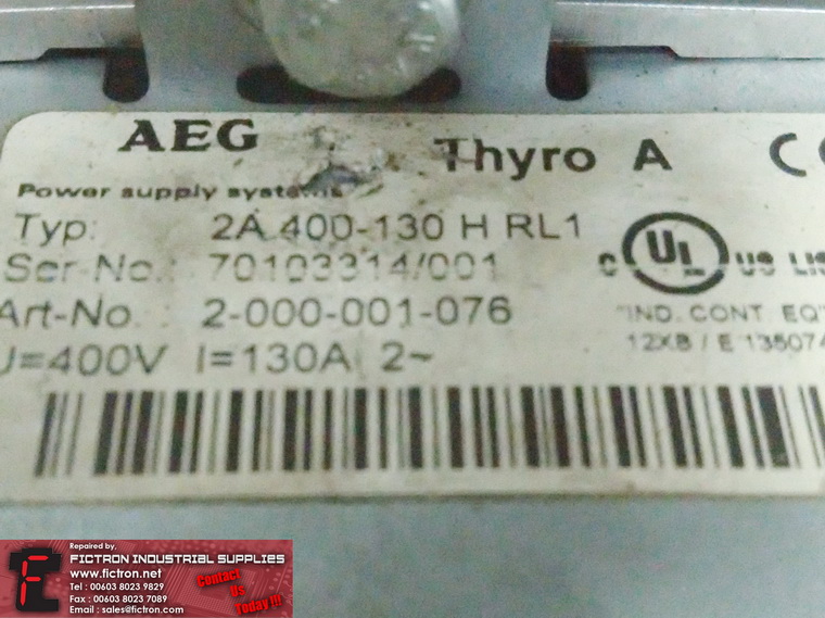 2A400-130H RL1 2A400130HRL1 AEG Thyristor Power Controller REPAIR IN MALAYSIA 1-YEAR WARRANTY