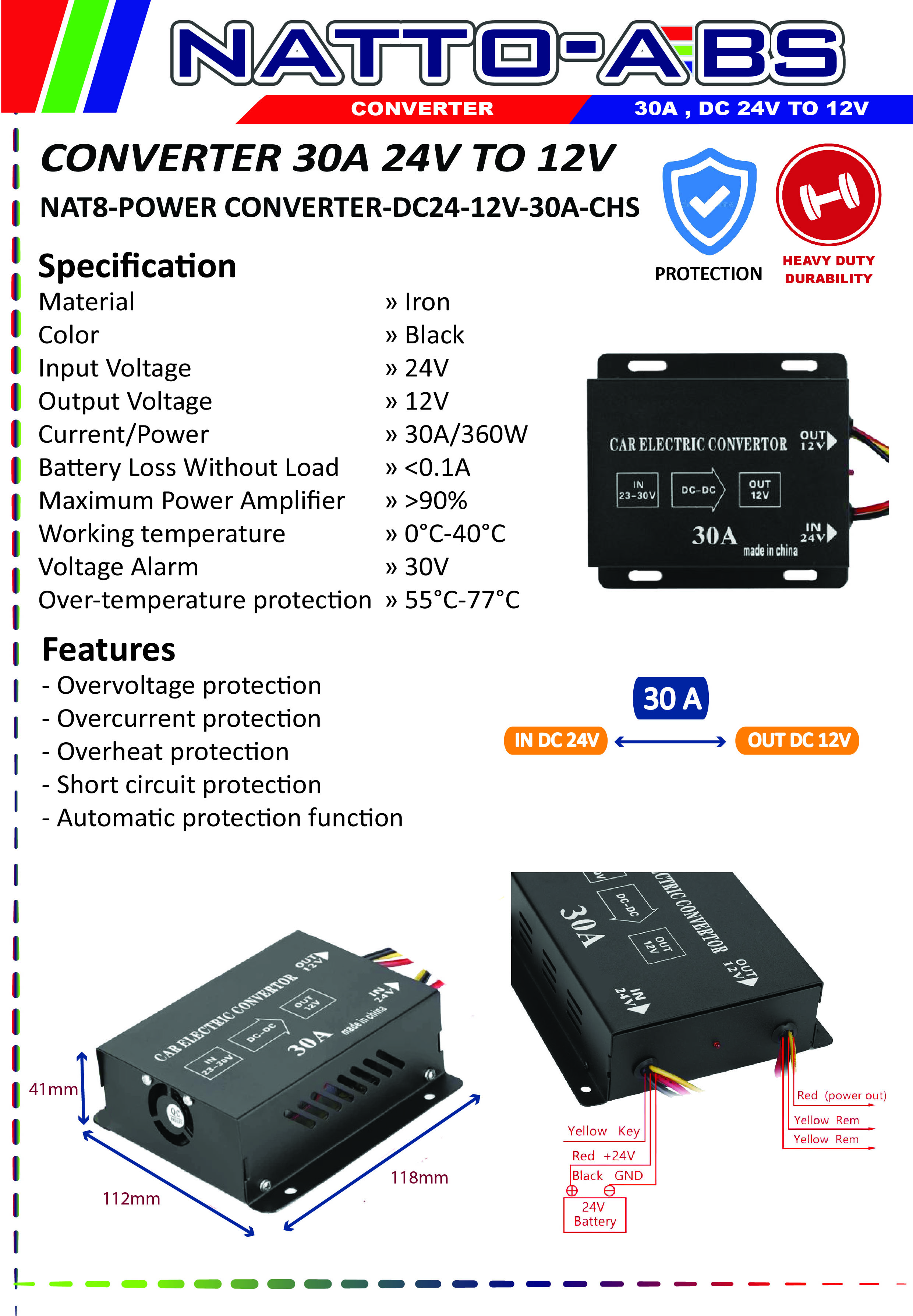 CONVERTER 30A 24V TO 12V Voltage Converter Battery Charger, Inverter