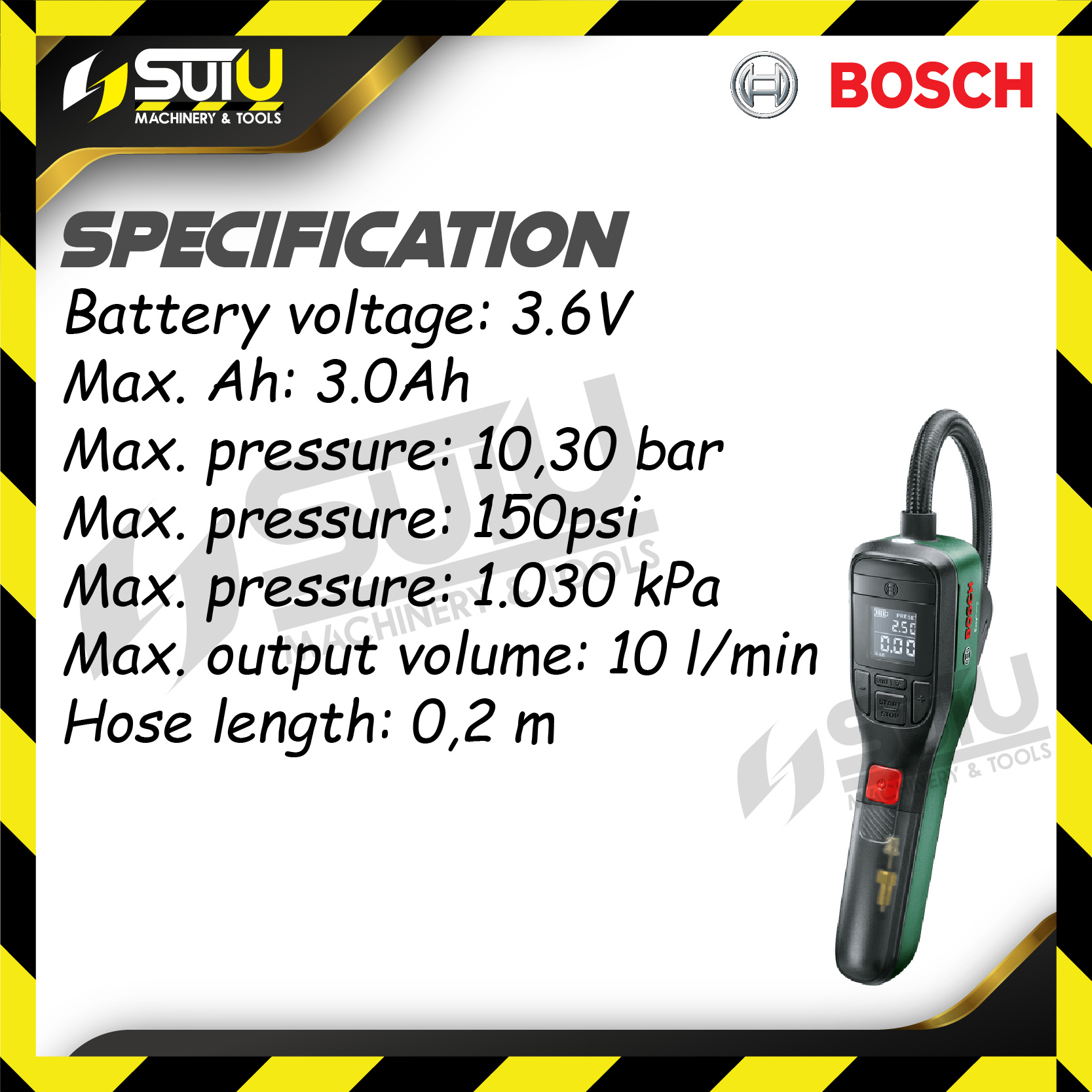 Bosch Electric Air Pump, Mini Compressor, EasyPump (3.0 Ah Battery