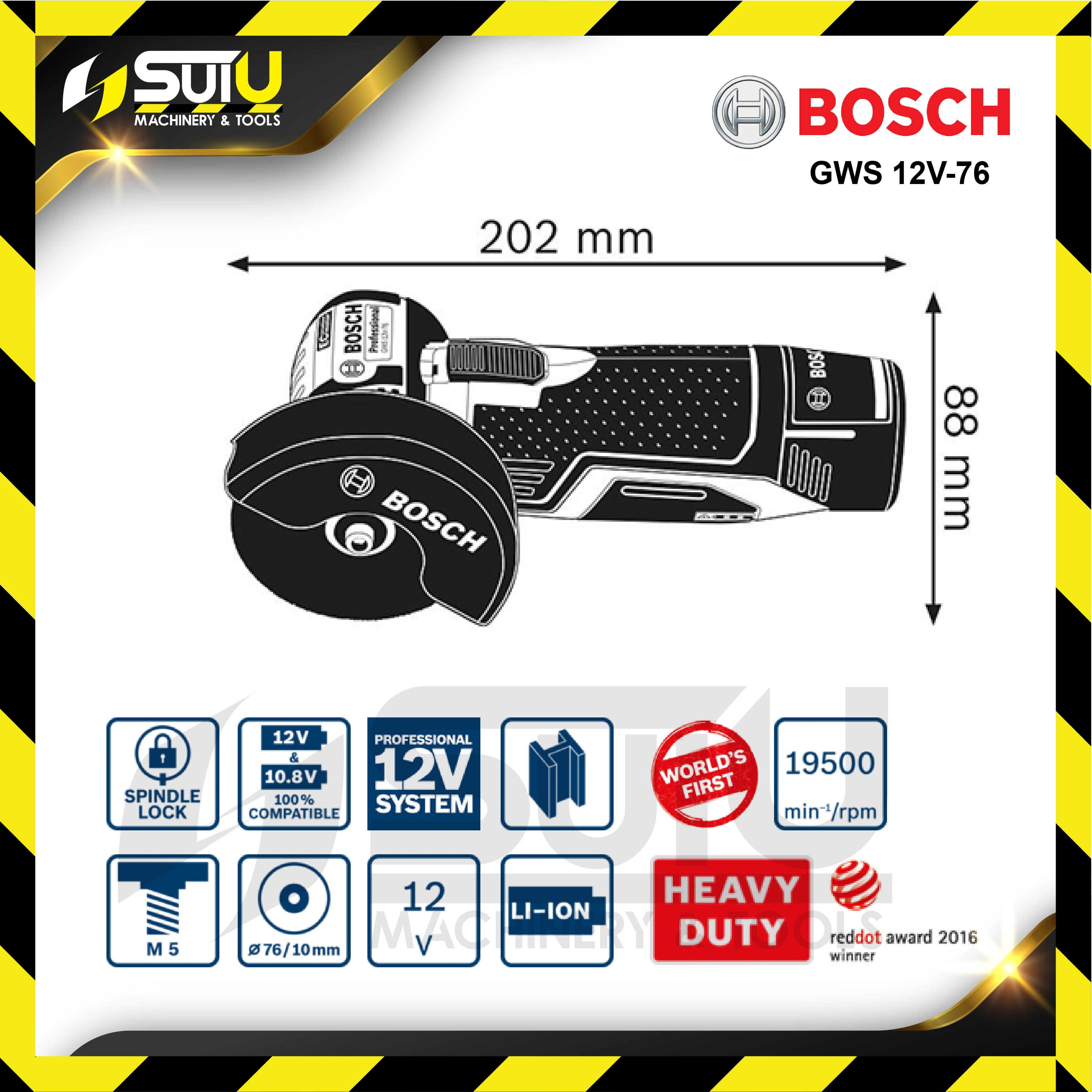 BOSCH GWS 12V-76 / GWS12V-76 12V 10mm Cordless Angle Grinder 19500rpm (  SOLO - Without Battery & Charger ) Cordless Angle Grinder Cordless Power  Tools Power Tool Kuala Lumpur (KL), Malaysia, Selangor