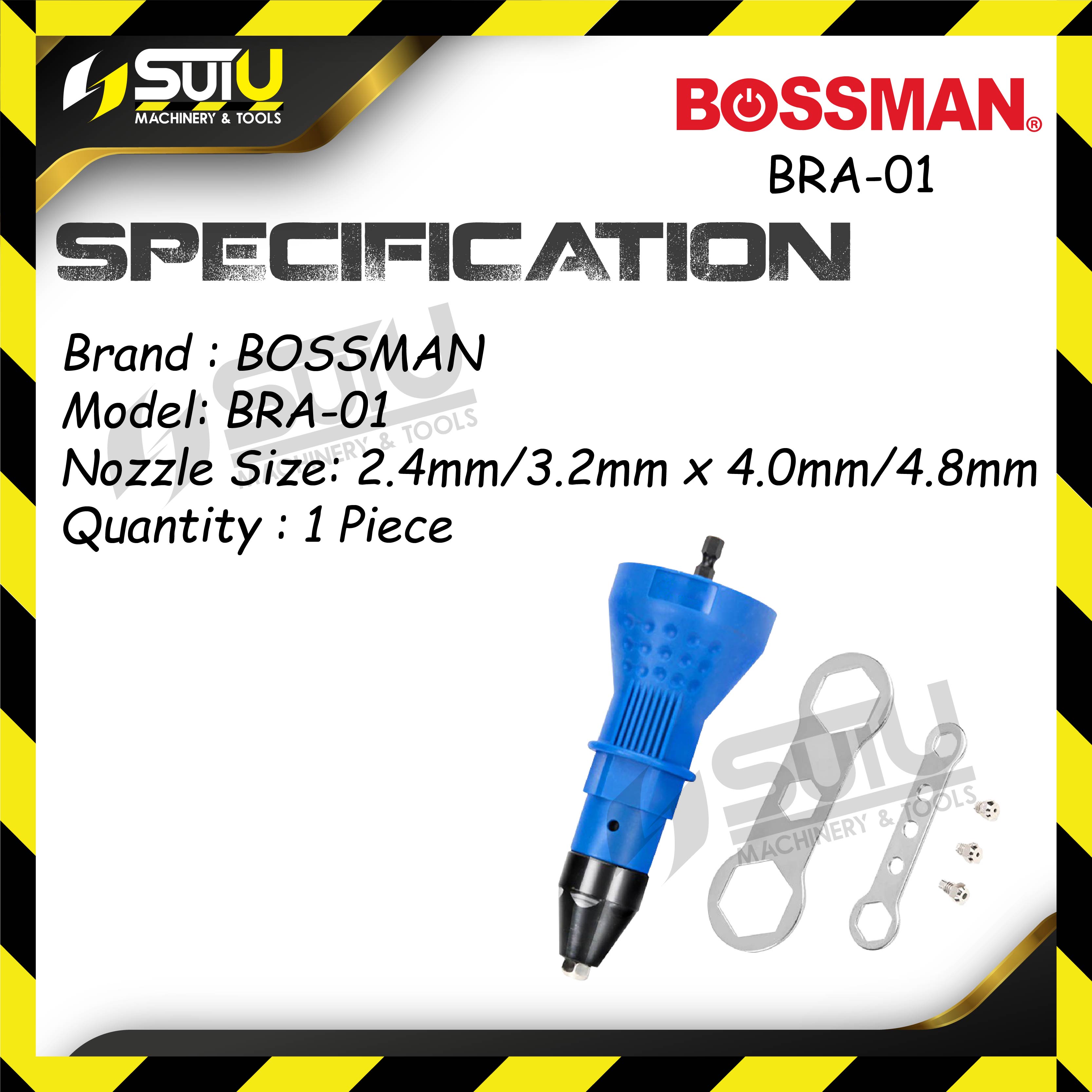 BRA-01 BOSSMAN Rivet Gun for Cordless Drill Electric, Rivet Nut