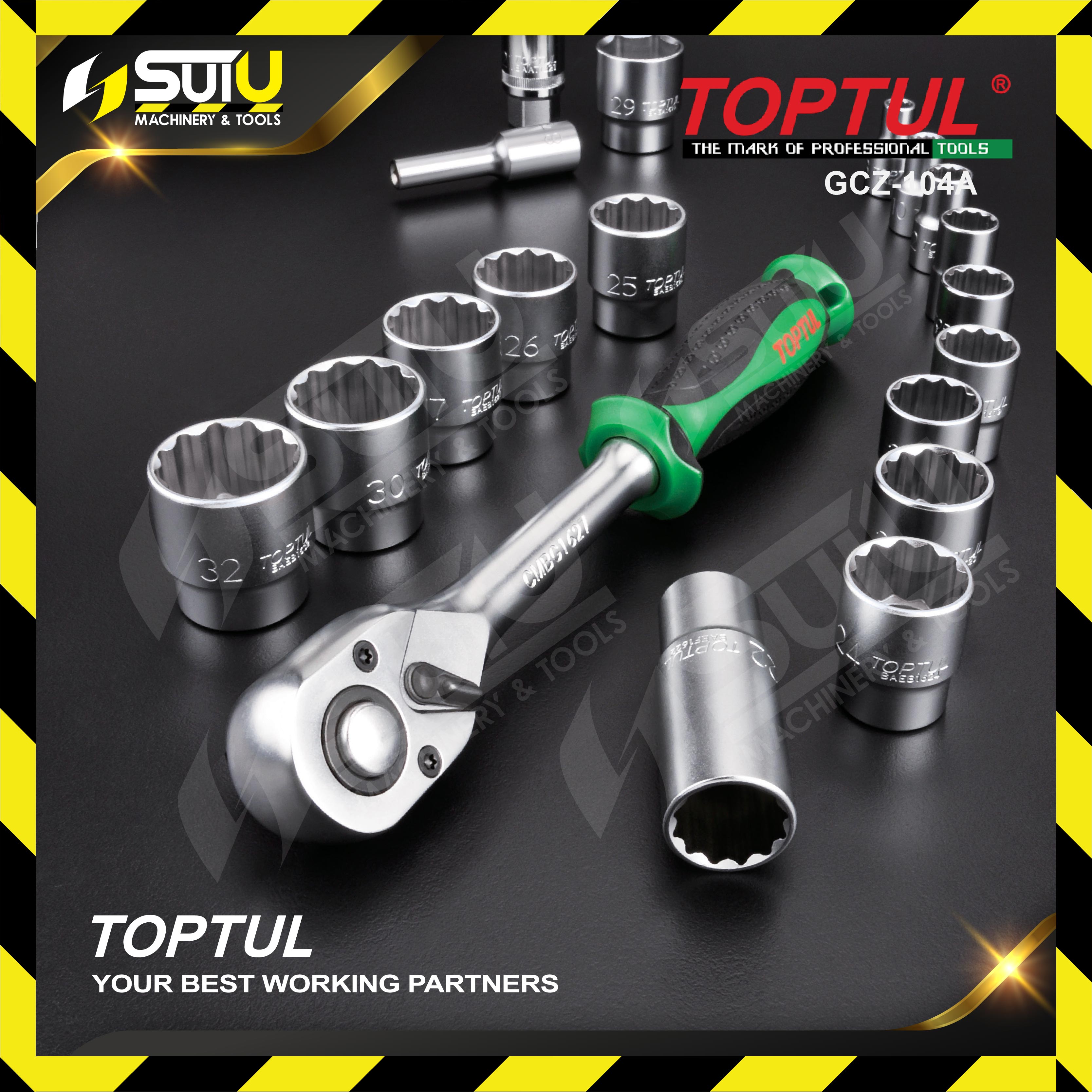 TOPTUL GCZ-104A / GCZ104A / GCZ 104A 104pcs 1/4 & 1/2 3 Layer in 1  Professional Mechanical Tool Set Socket / Ratchet / Drive Tool Hand Tool  Kuala Lumpur (KL), Malaysia, Selangor