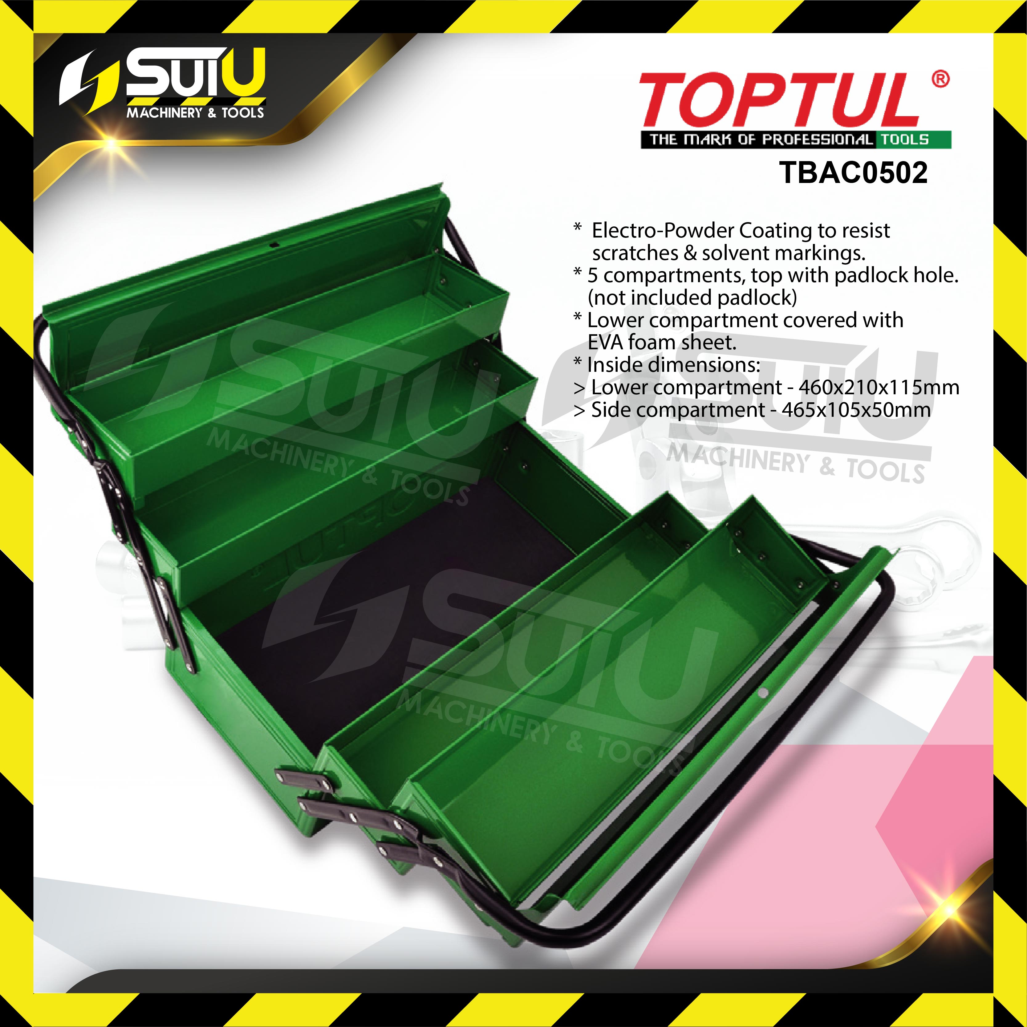 TOPTUL TBAC0502 3-Sections Portable Tool Chest ( 5 compartments w/ Padlock  Hole ) Tool Storage Tool Storage / Trolley Kuala Lumpur (KL), Malaysia,  Selangor, Setapak Supplier, Suppliers, Supply, Supplies