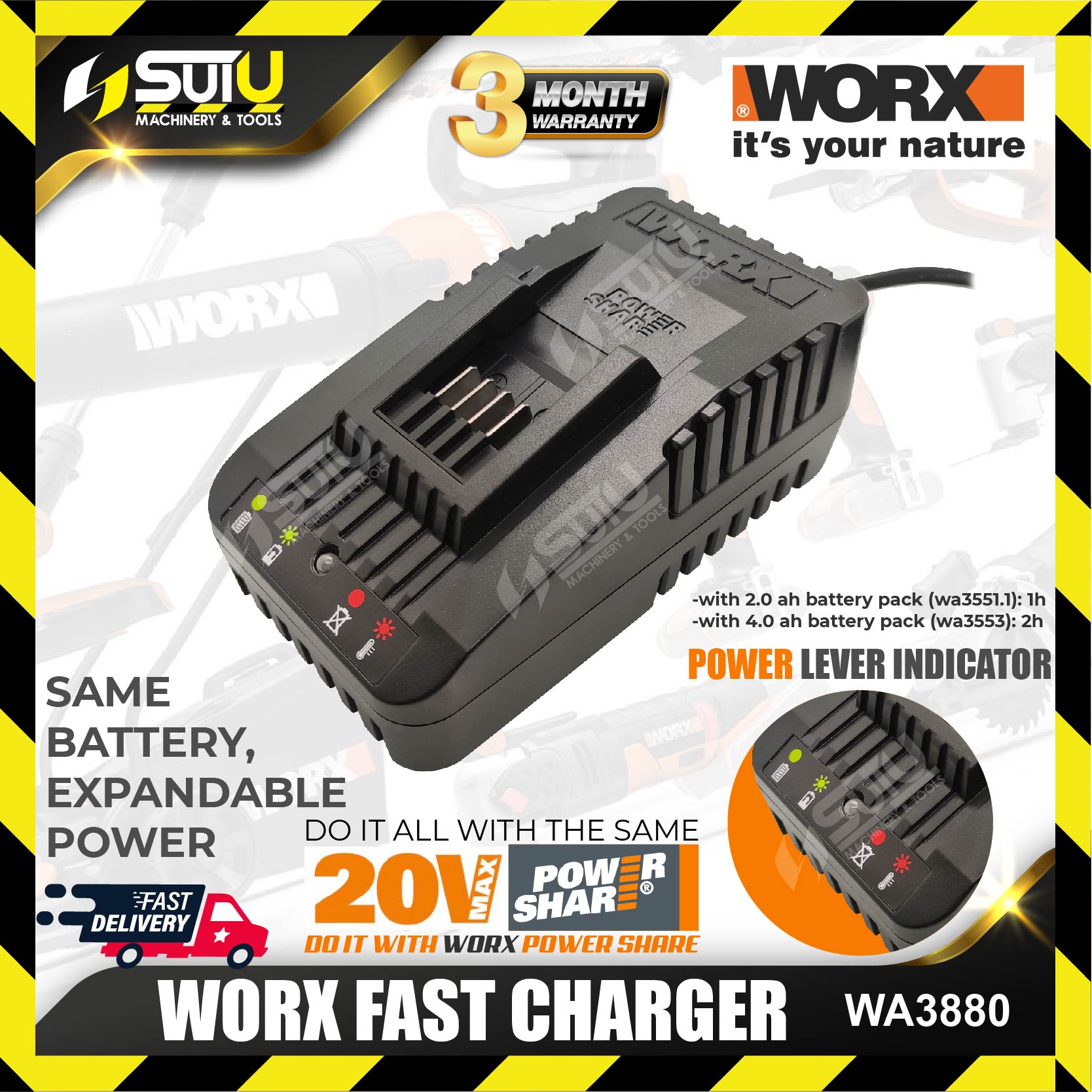Pack of 2 WORX WA3551.1 18V/20V MAX 2.0Ah Powershare Battery Packs