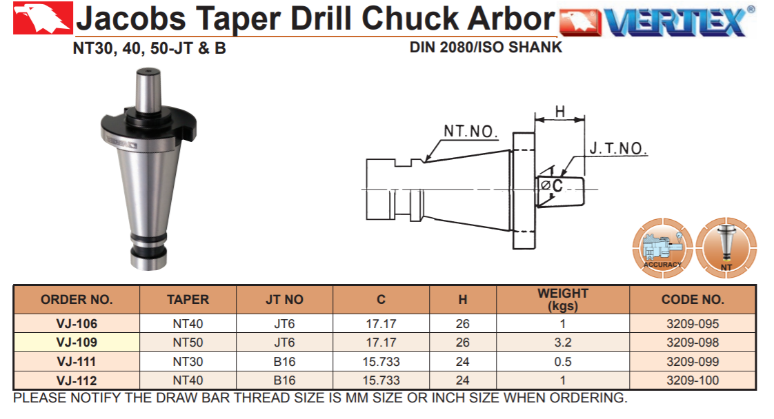 VERTEX Jacobs Taper Drill Chuck Arbor Malaysia, Selangor, Kuala Lumpur