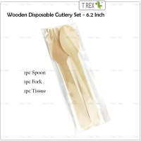 Disposable 3 In 1 Cutlery Set - Spoon Fork Tissue