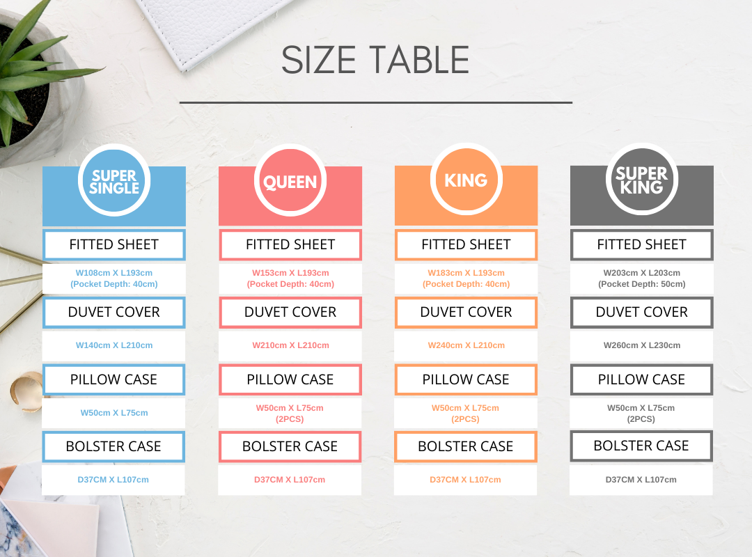 Luxez Size Chart