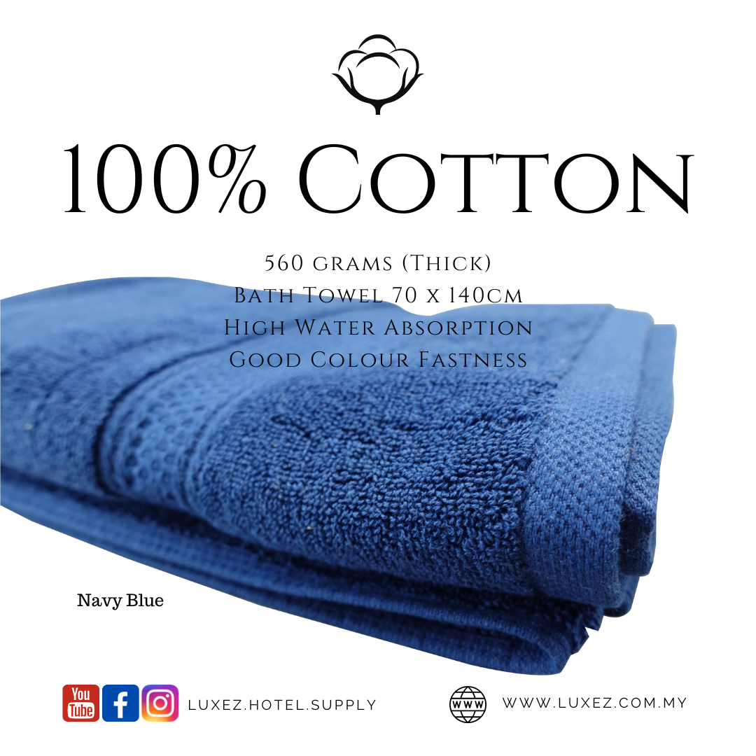 100% Cotton Bath Towel Navy Blue 