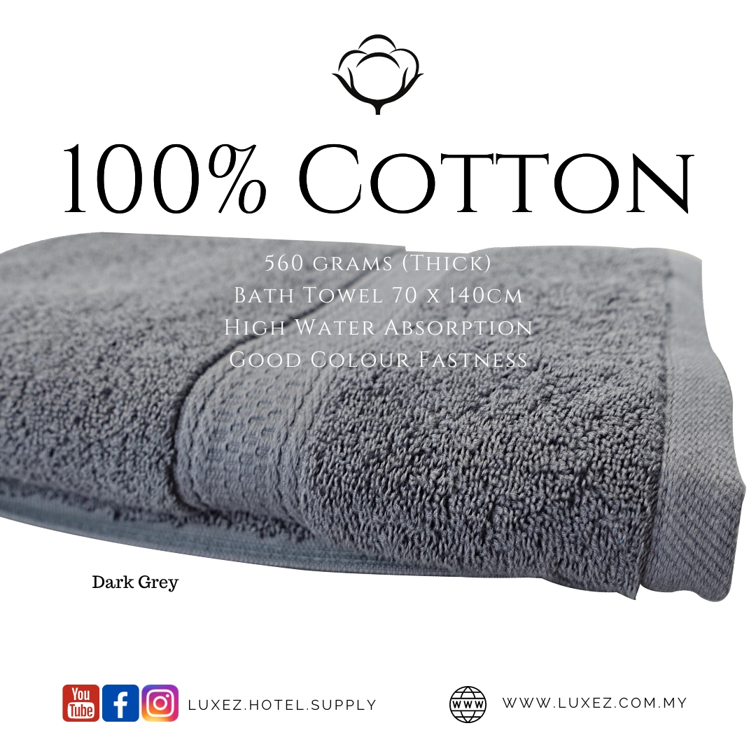 100% Cotton Bath Towel Dark Grey Charcoal