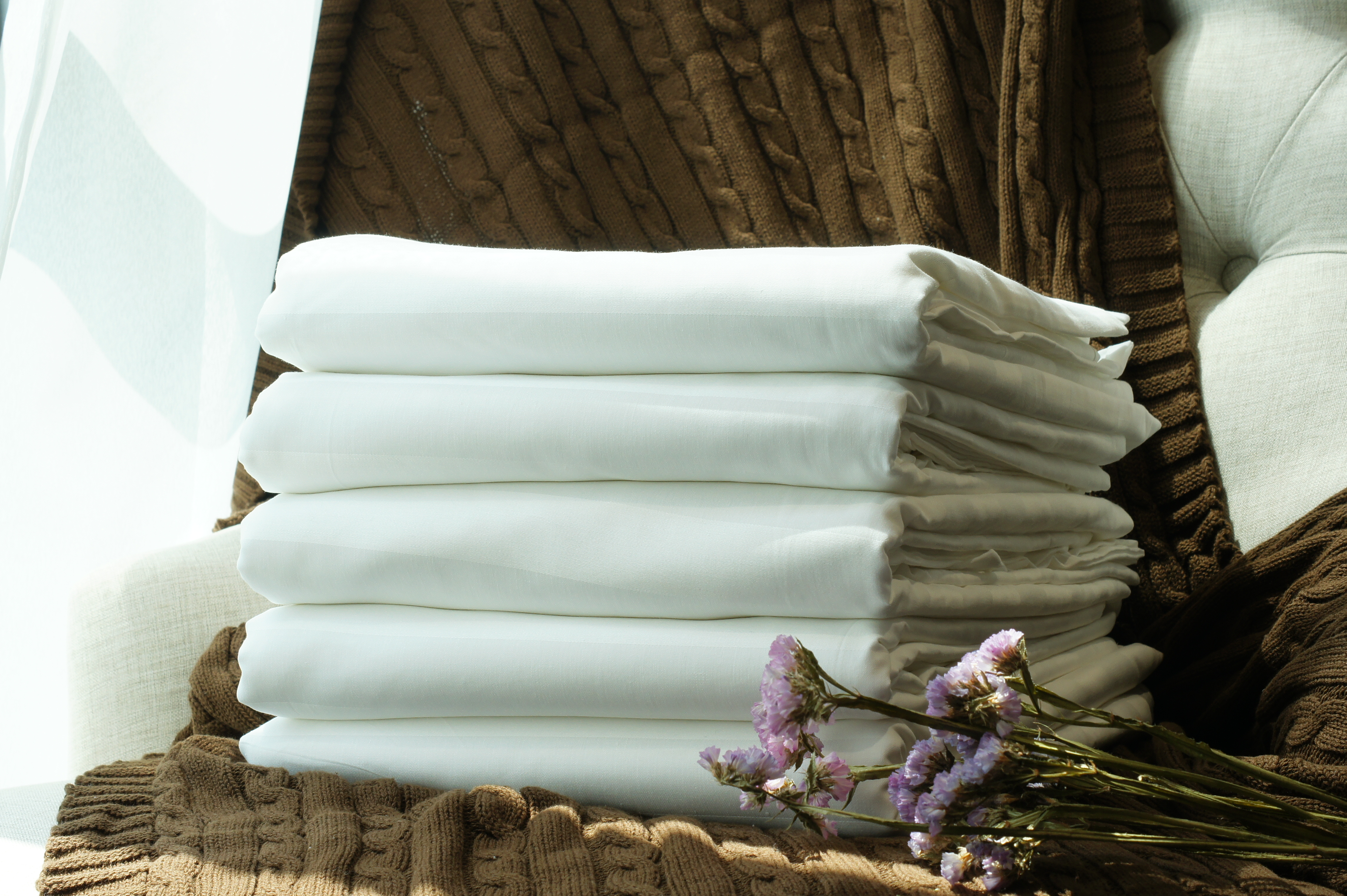 Luxez 3cm Stripe Hotel Bed Linen Bed Sheet Duvet Cover Pillow Case