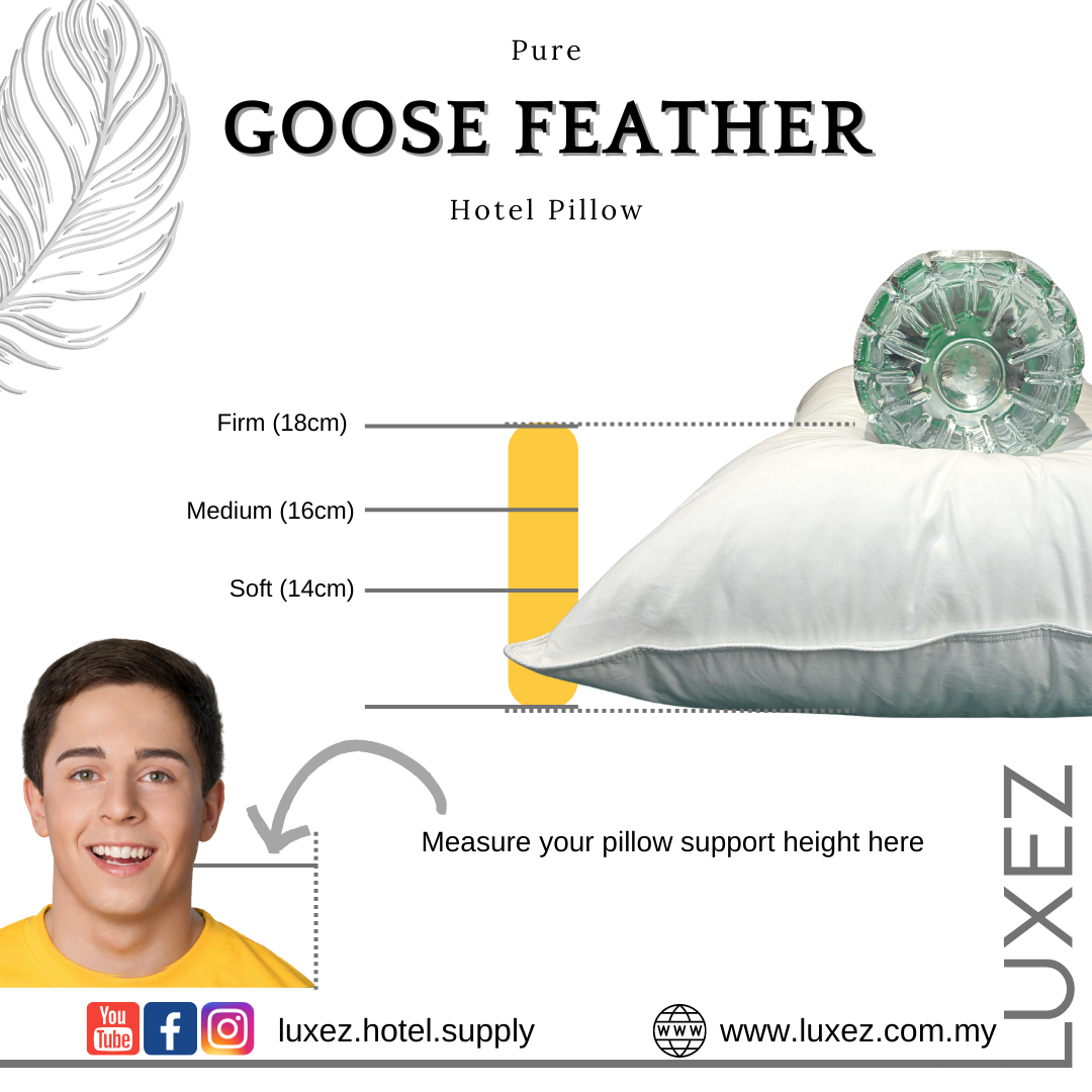 Luxez Hotel Goose Feather Pillow Soft Medium Firm Support