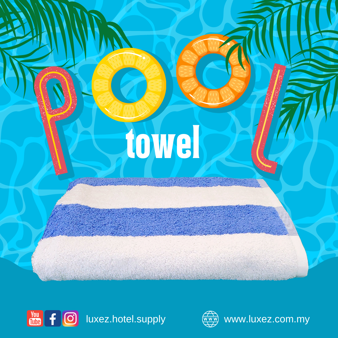 100% Cotton Pool Towel Blue Stripe