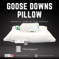 Luxez Luxury Hotel Goose Down Feather Pillow – Medium Firm | Premium Bantal Bulu Angsa for 5-Star Comfort
