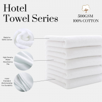 LUXEZ 100% Cotton Hotel Towel Series – Short Pile, 500gsm | Bath, Hand & Face Towels for Hotel & Gym Use