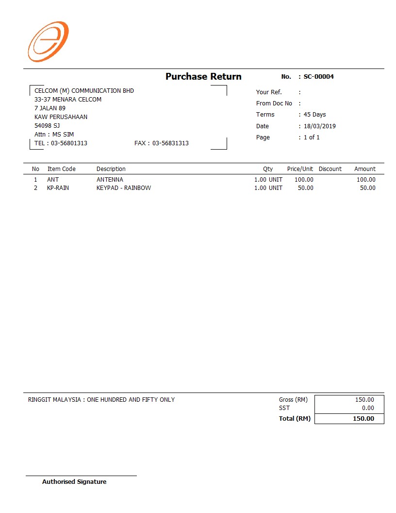 contoh purchase order