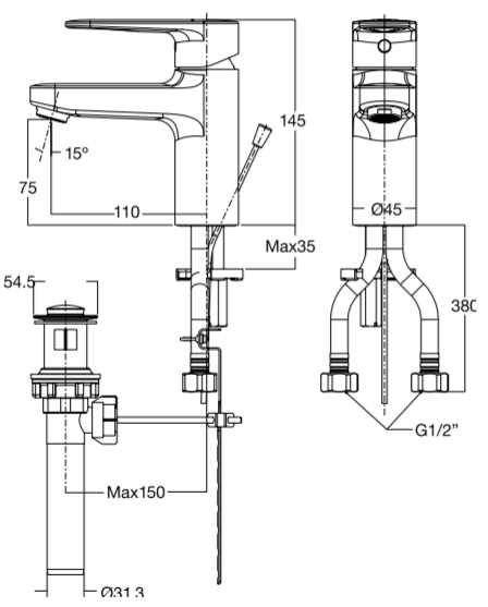 Codie Basin Mixer With Pop-up Drain FFASB201-101500BF0 Codie Bathroom Faucets American Standard Malaysia, Selangor, Klang, Kuala Lumpur (KL) Supplier, Suppliers, Supply, Supplies | LTL Corporation Sdn Bhd