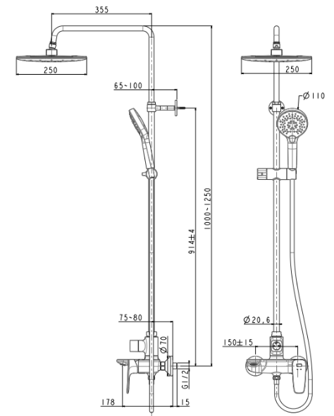 Signature Exposed Bath &amp; Shower Mixer with Integrated Rain Shower Kit  FFAS1772-709500BC0 Signature Bathroom Faucets American Standard Malaysia,  Selangor, Klang, Kuala Lumpur (KL) Supplier, Suppliers, Supply, Supplies |  LTL Corporation Sdn Bhd