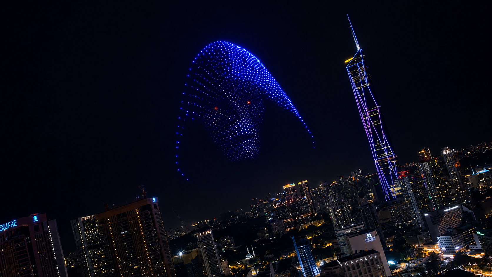 Mega scale drone advertising show in Malaysia by Drone Sifu