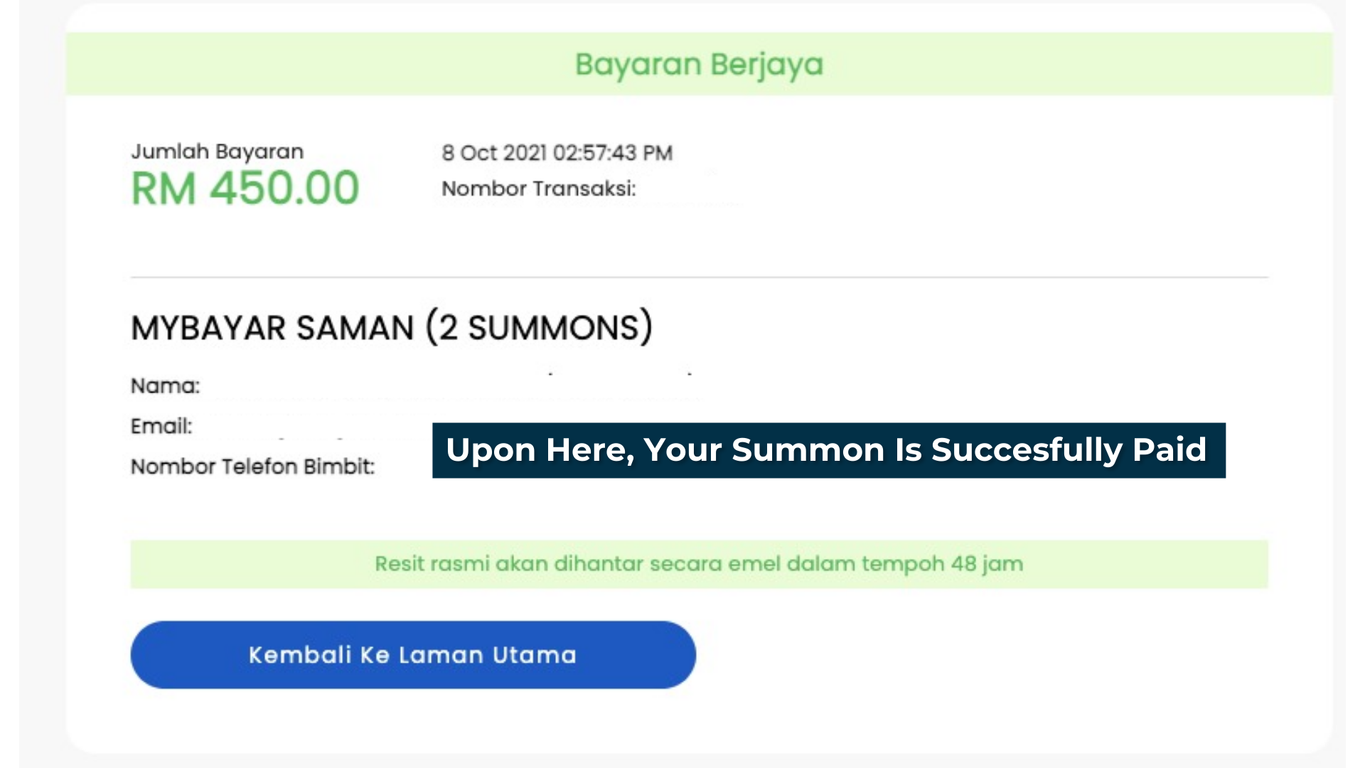 Mybayar saman online