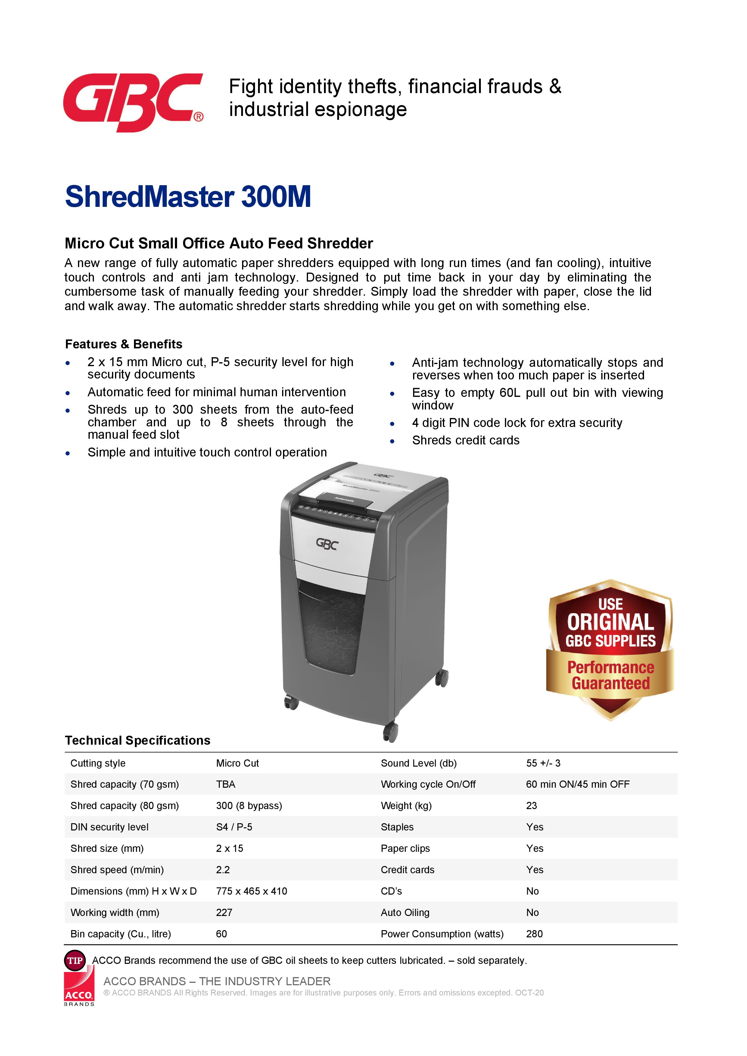 GBC AutoFeed+ Office Shredder, 600X, Micro-Cut, P-4, 600 Sheets