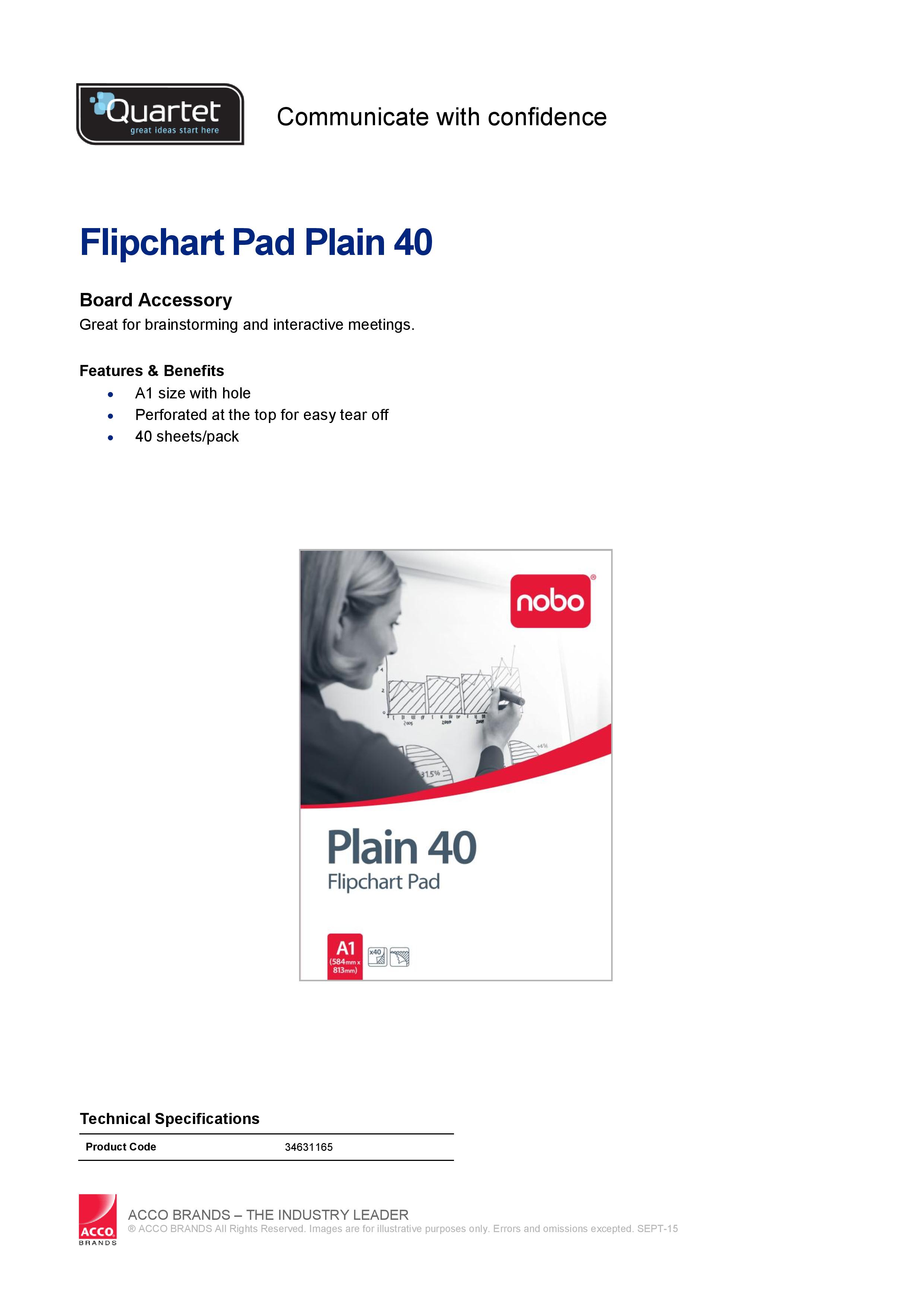 A1 FLIPCHART PLAIN PAPER PAD 40 SHEETS QUALITY