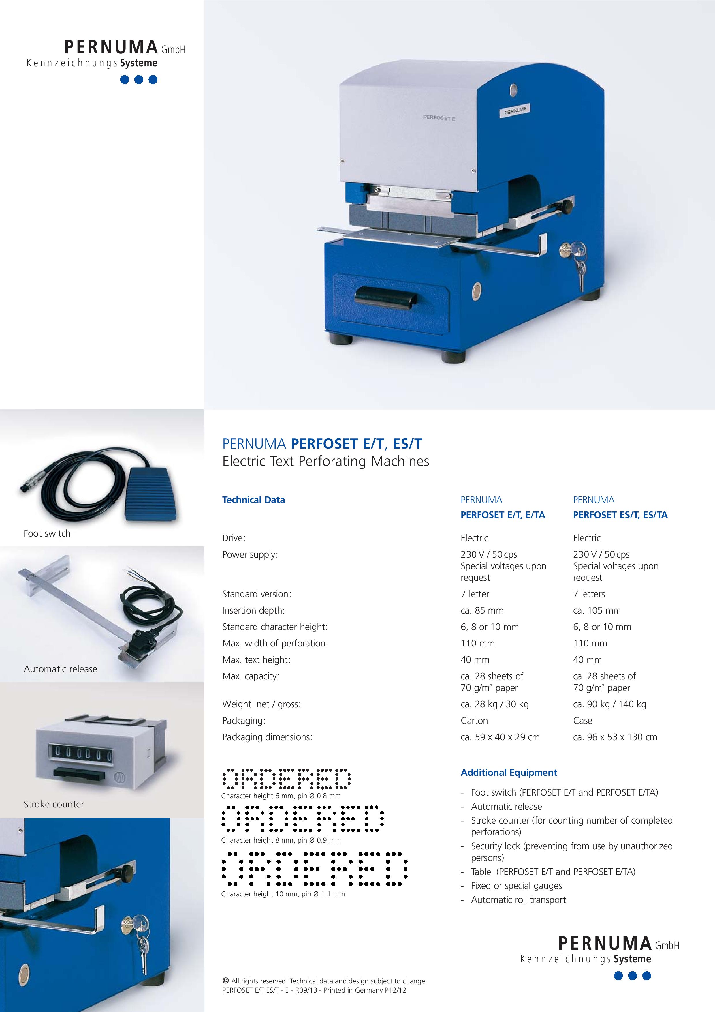 PERNUMA Perfoset E/T - 1 Line Electric Text Perforator (Made in Germany)  OFFICE AUTOMATION / BUSINESS MACHINE Kuala Lumpur (KL), Malaysia, Selangor,  Cheras Supplier, Suppliers, Supply, Supplies | Syarikat Kichong Office  Equipment Sdn Bhd