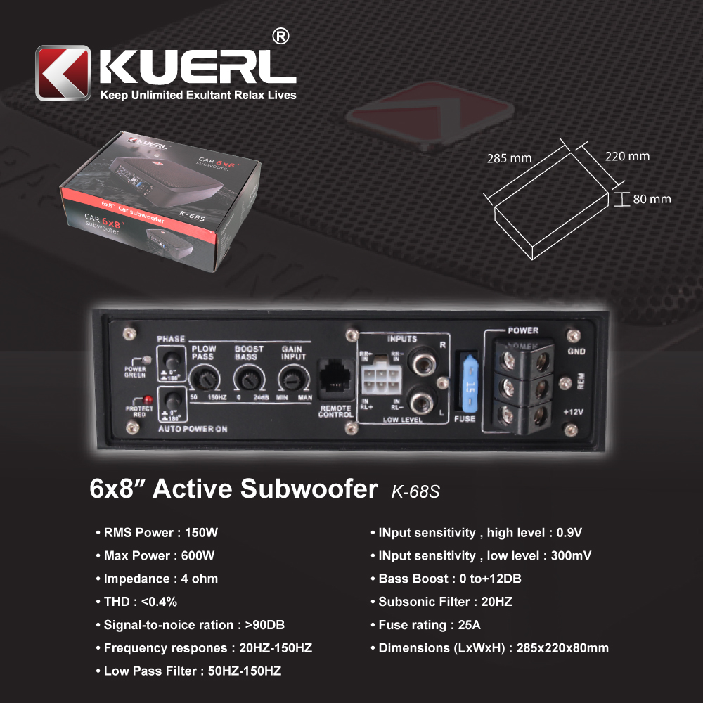 KUERL 6x8 Inch Active Subwoofer 600Watt Max K-68S Car Video Android Player  Soundstream Selangor, Malaysia, Kuala Lumpur (KL), Seri Kembangan Supplier,  Suppliers, Supply, Supplies | One Biz Online Sdn Bhd