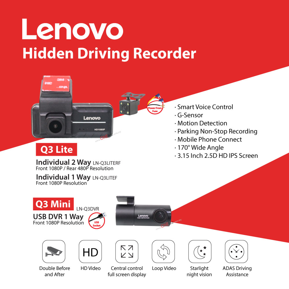 Lenovo Q3 Hidden Driving Recorder Selangor, Malaysia, Kuala Lumpur