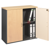 Swing Door Cabinet / File Cabinet - Maple & Dark Grey